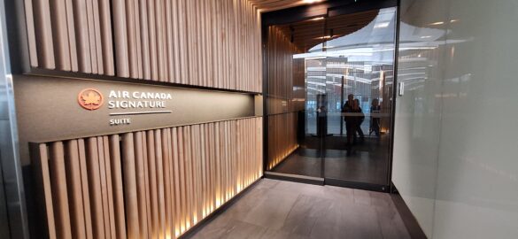 a glass door with a sign on it