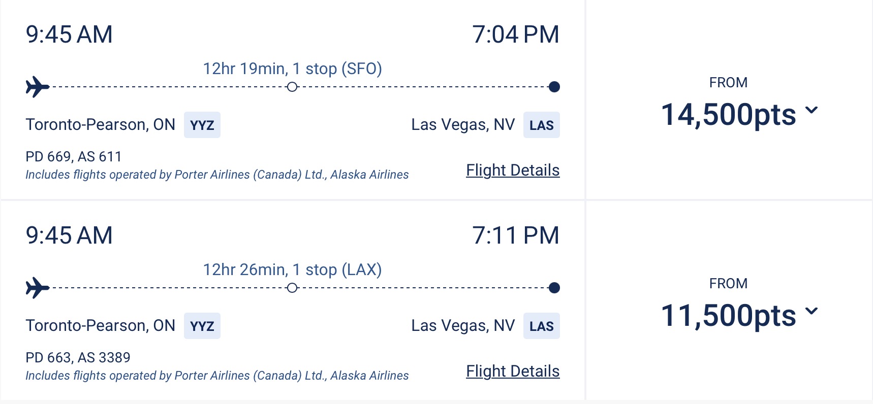 a screenshot of a flight schedule