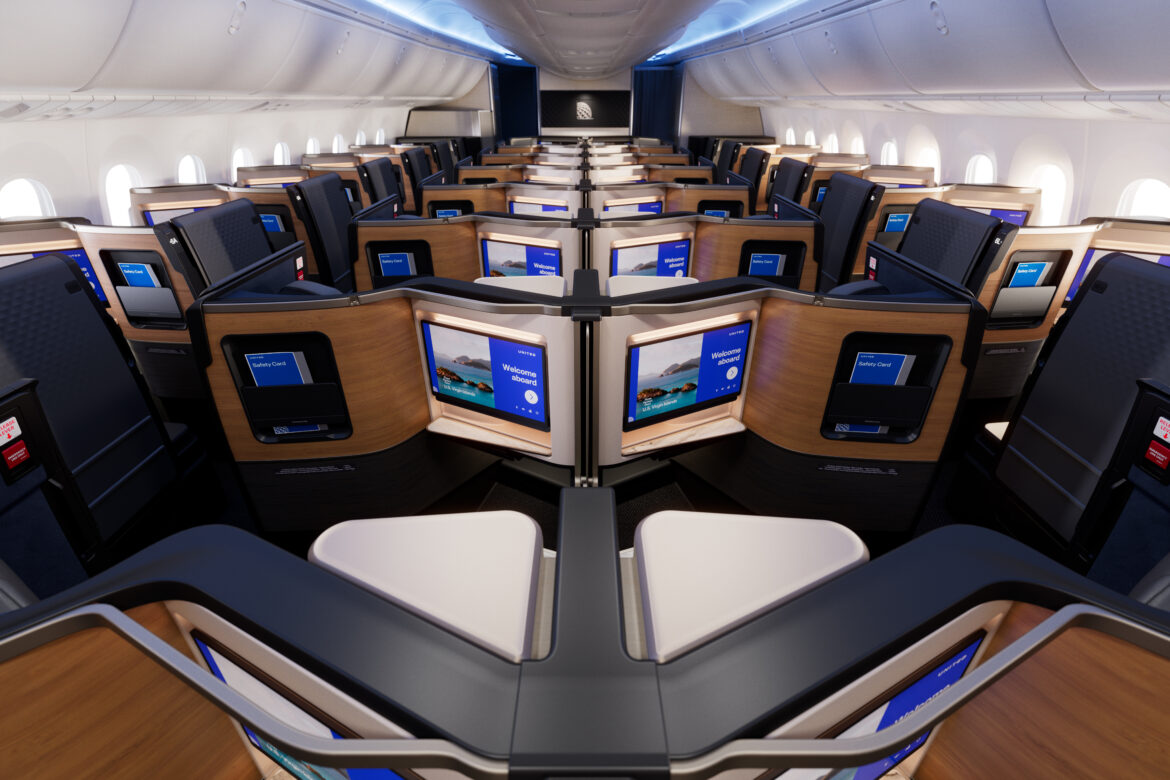 United Polaris Studio a row of seats in an airplane