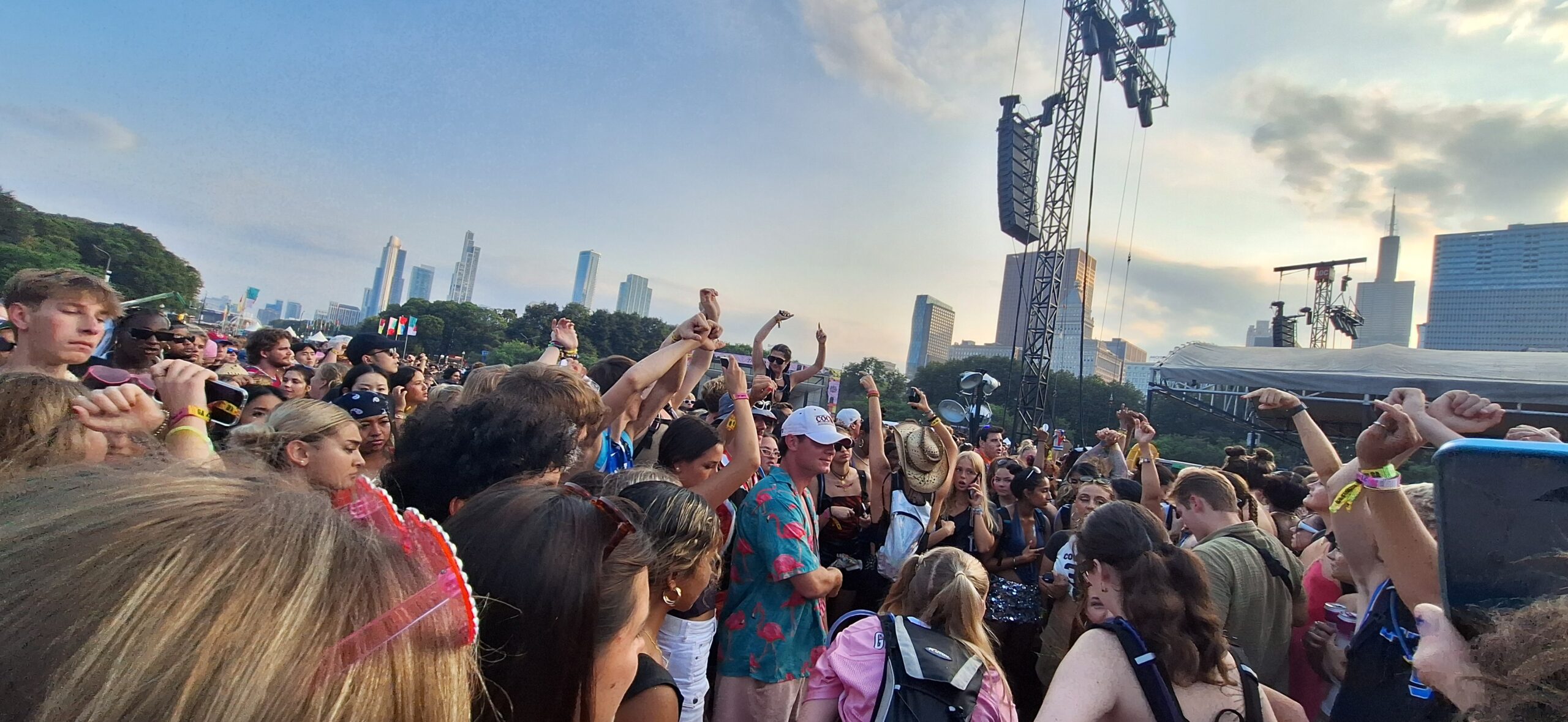 Lollapalooza Festival a group of people standing in a crowd