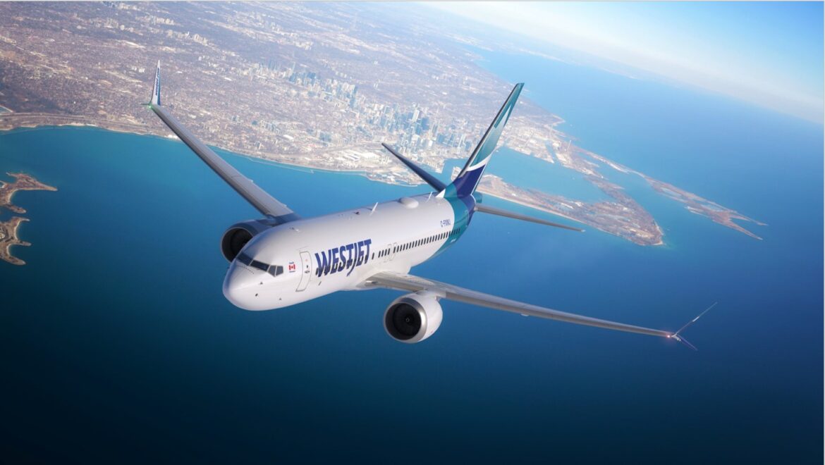 an airplane flying over water