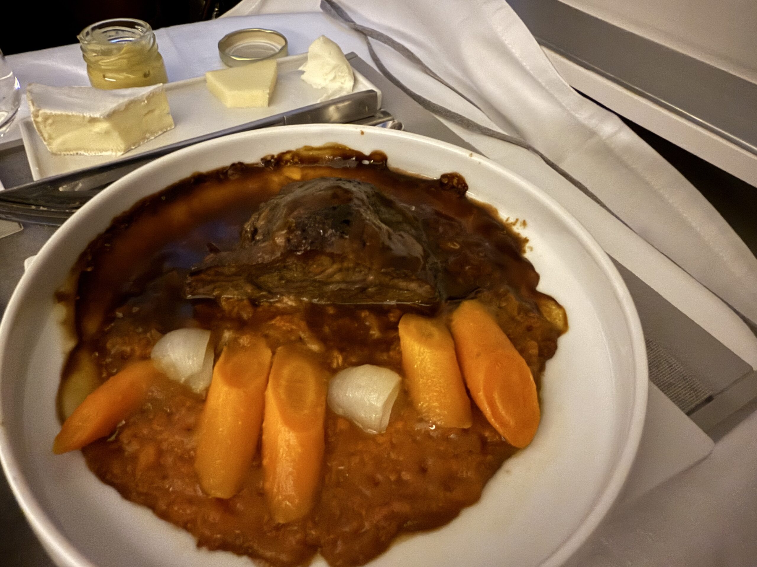 Air France Ottawa to Paris a bowl of food on a table