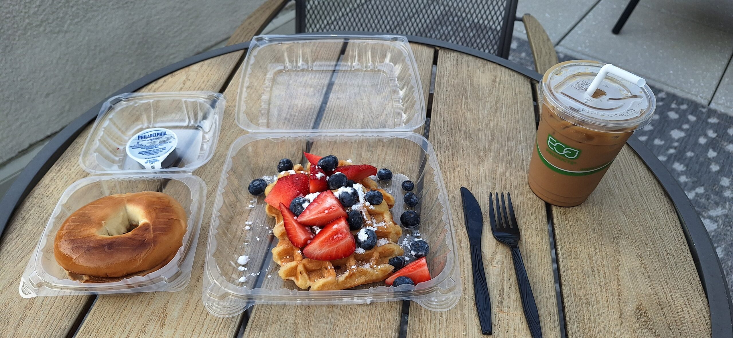Marriott Aloft Nashville review a plate of waffles and berries on a table