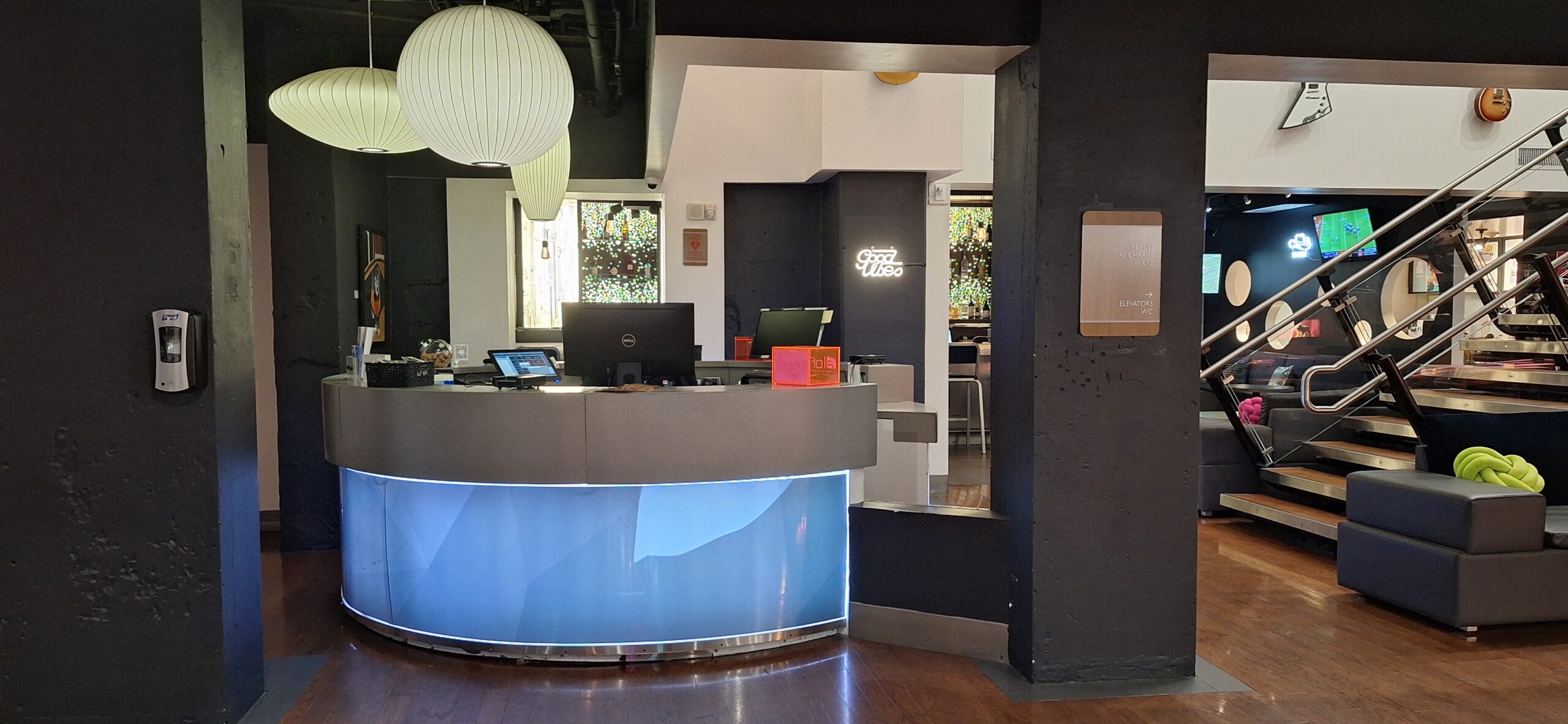 Marriott Aloft Nashville review a reception desk in a building