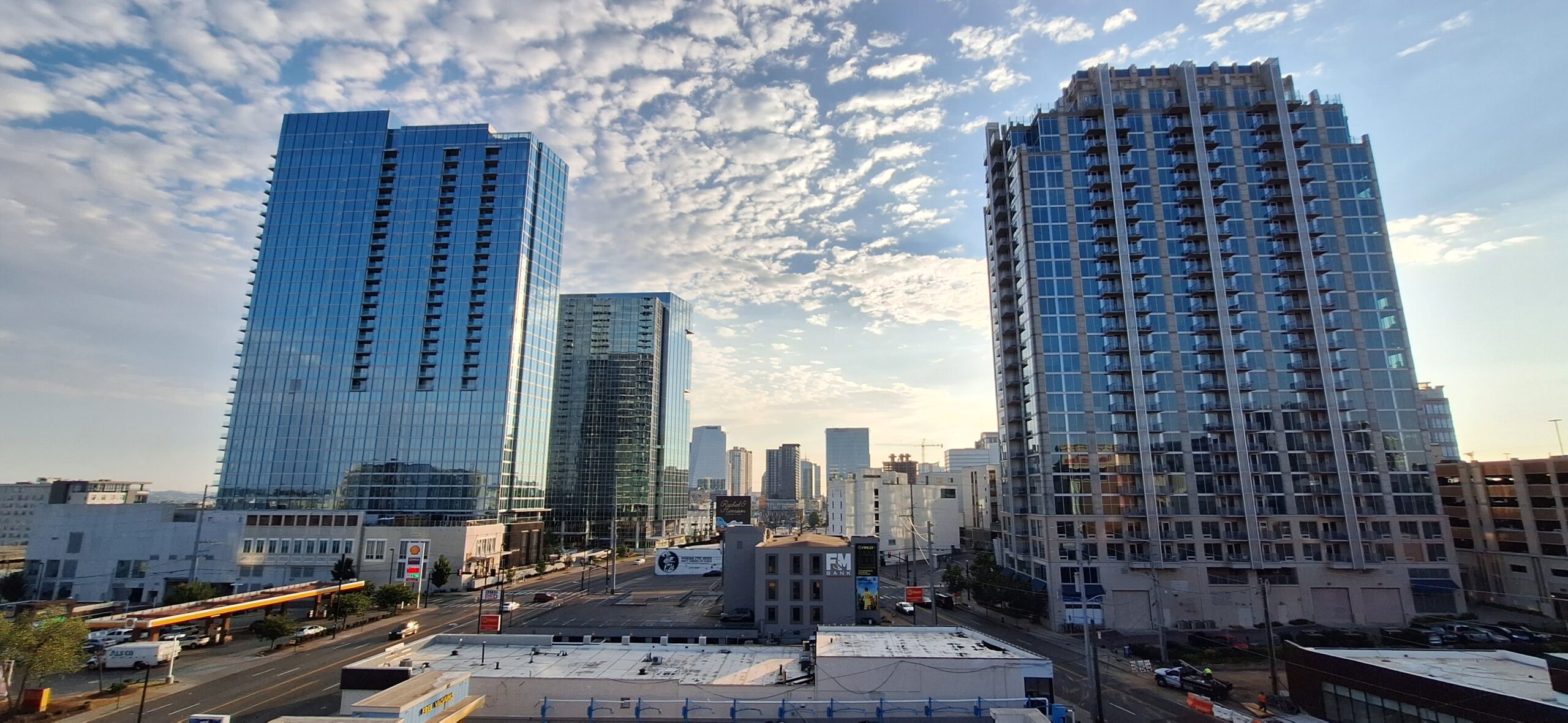Marriott Aloft Nashville review a city with many tall buildings