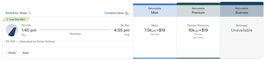 FLL-YYZ Porter Reserve