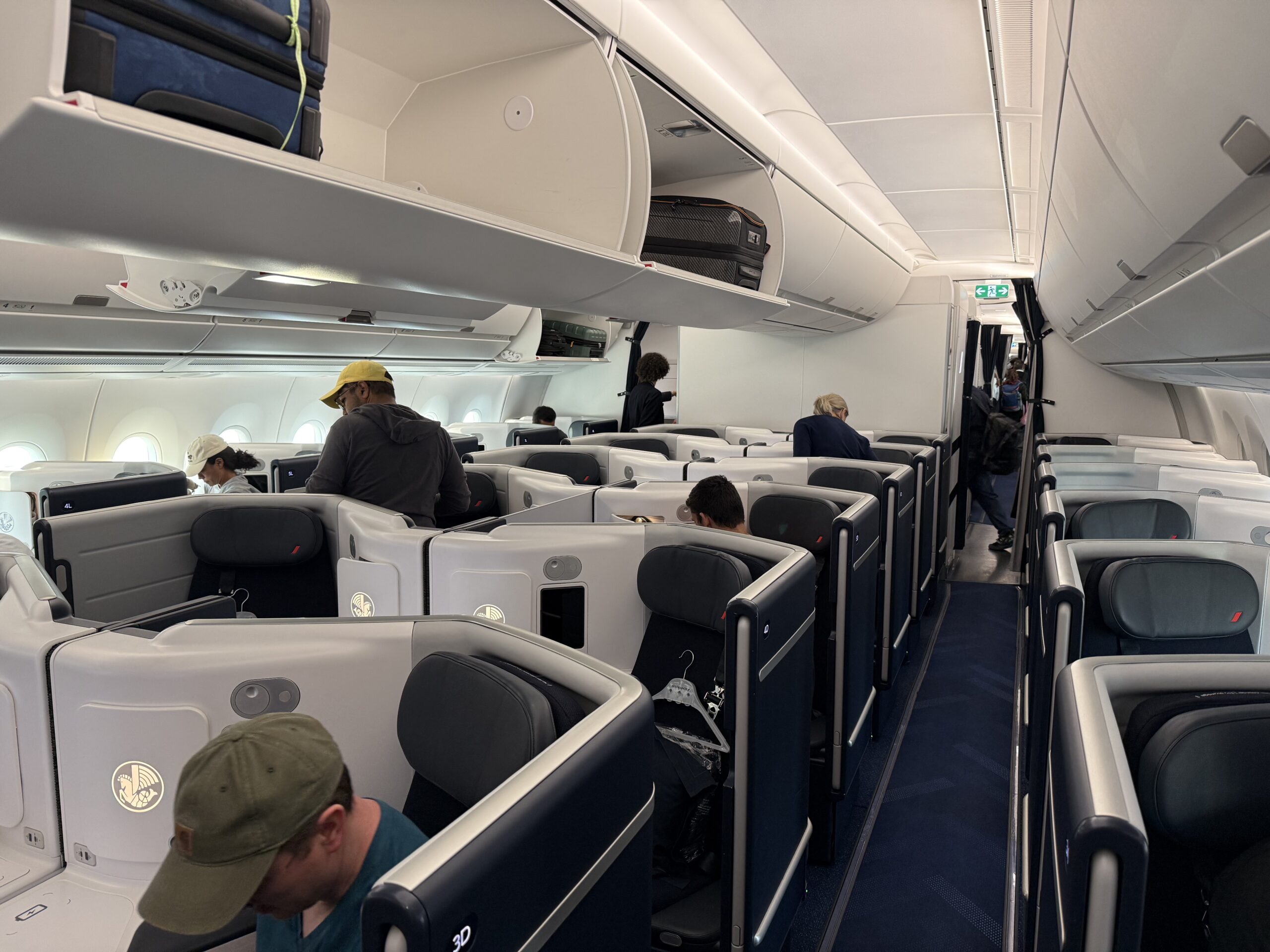 a group of people sitting in a plane