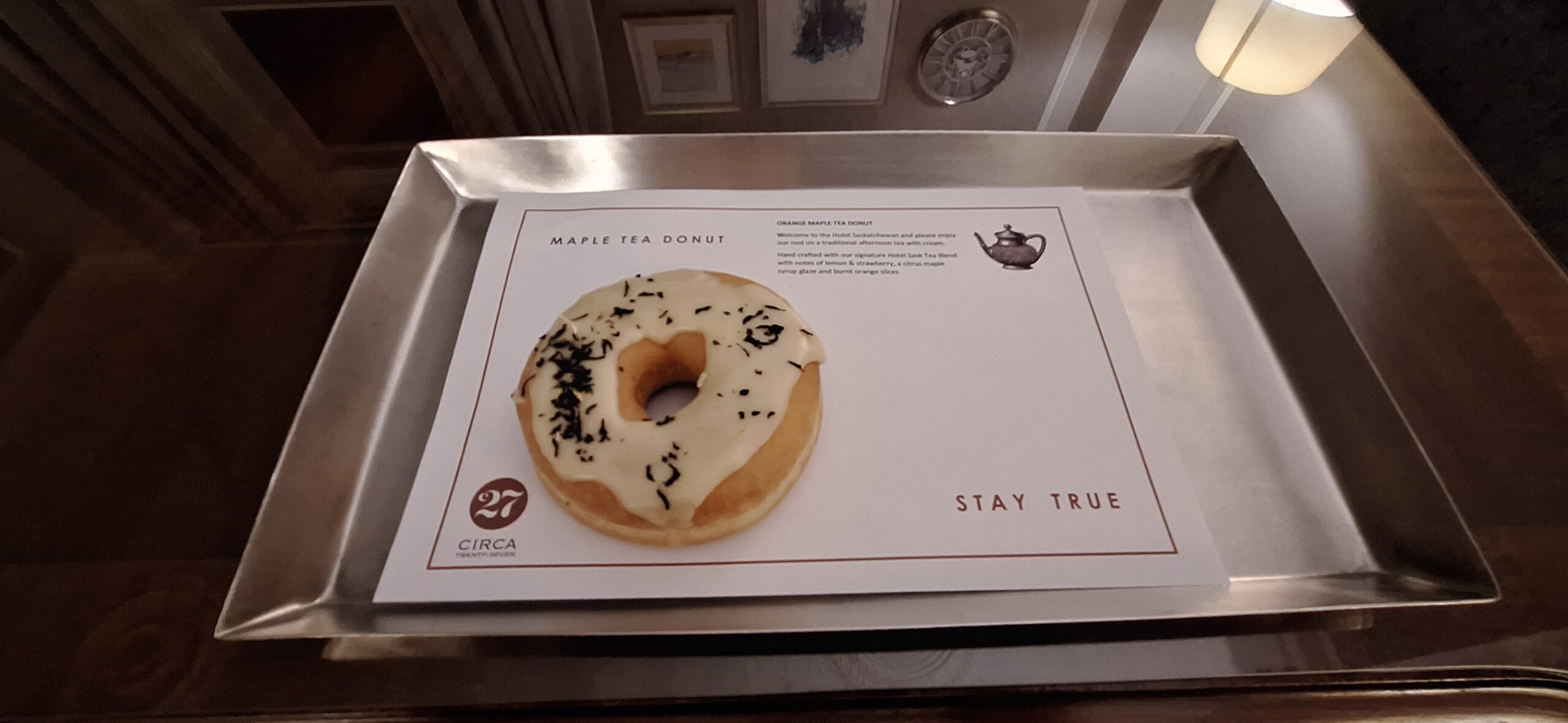a donut on a tray