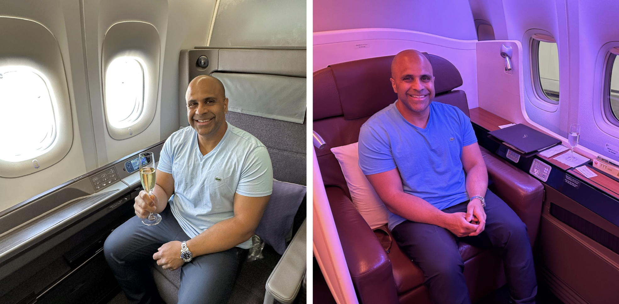 a collage of a man sitting on a chair