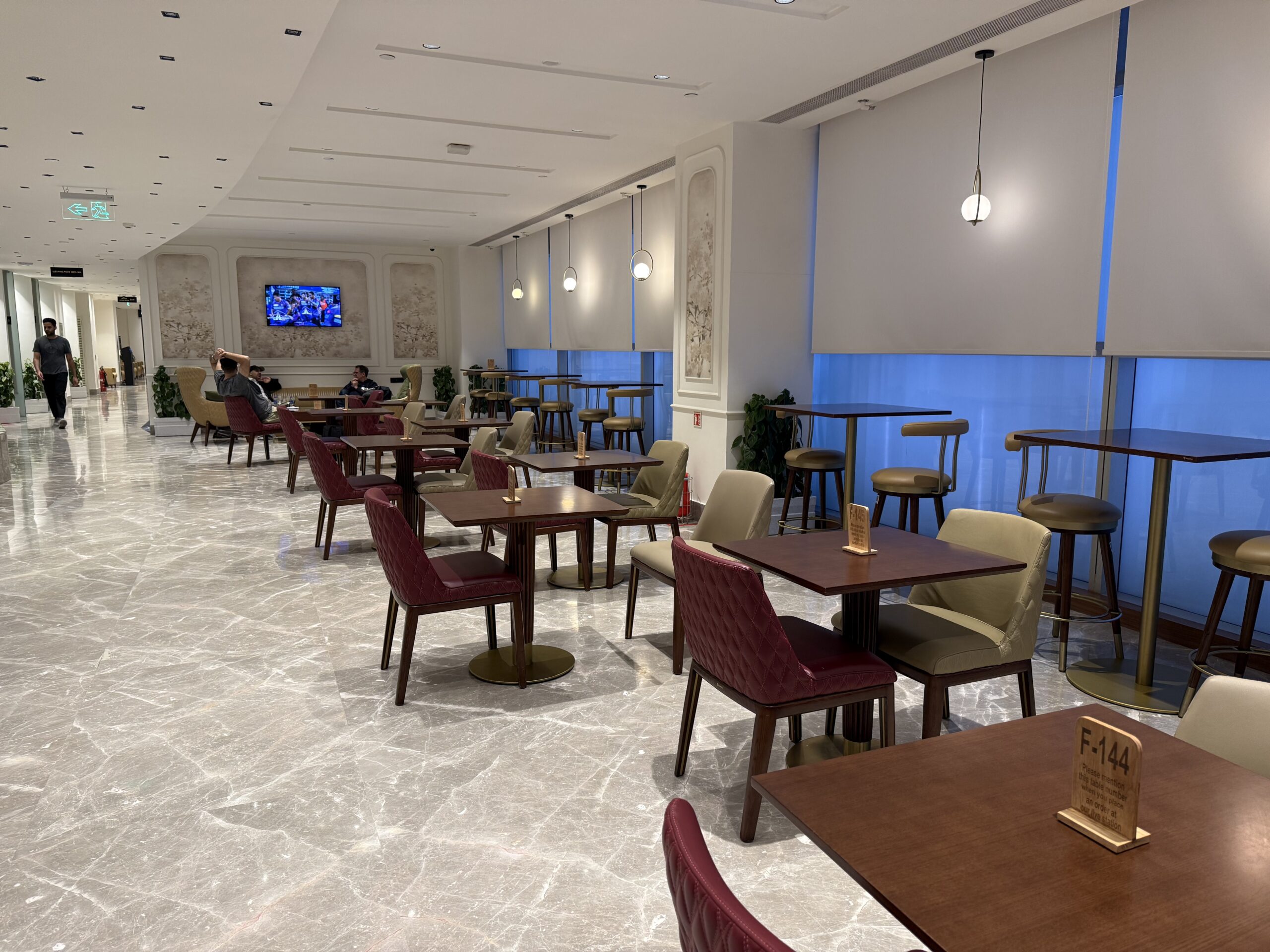 a room with tables and chairs