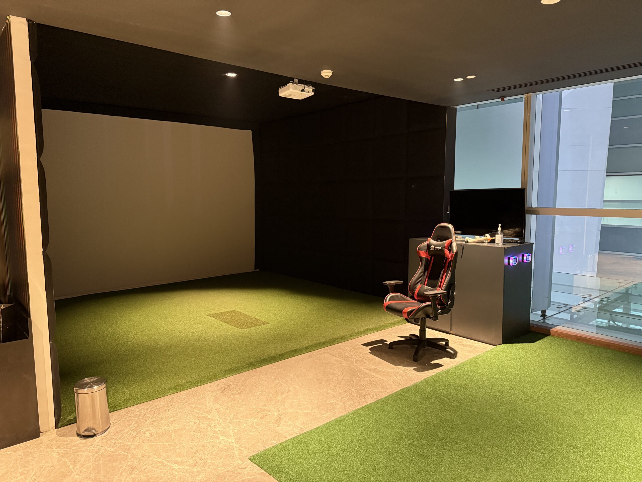 a room with a chair and a desk