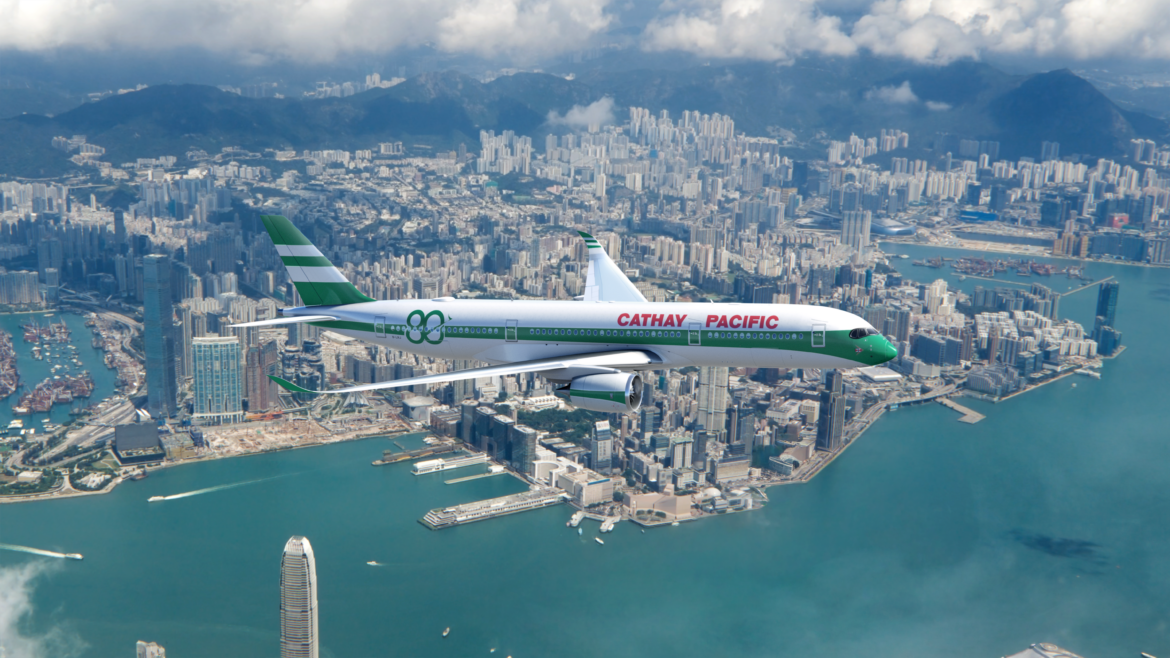 a plane flying over a city