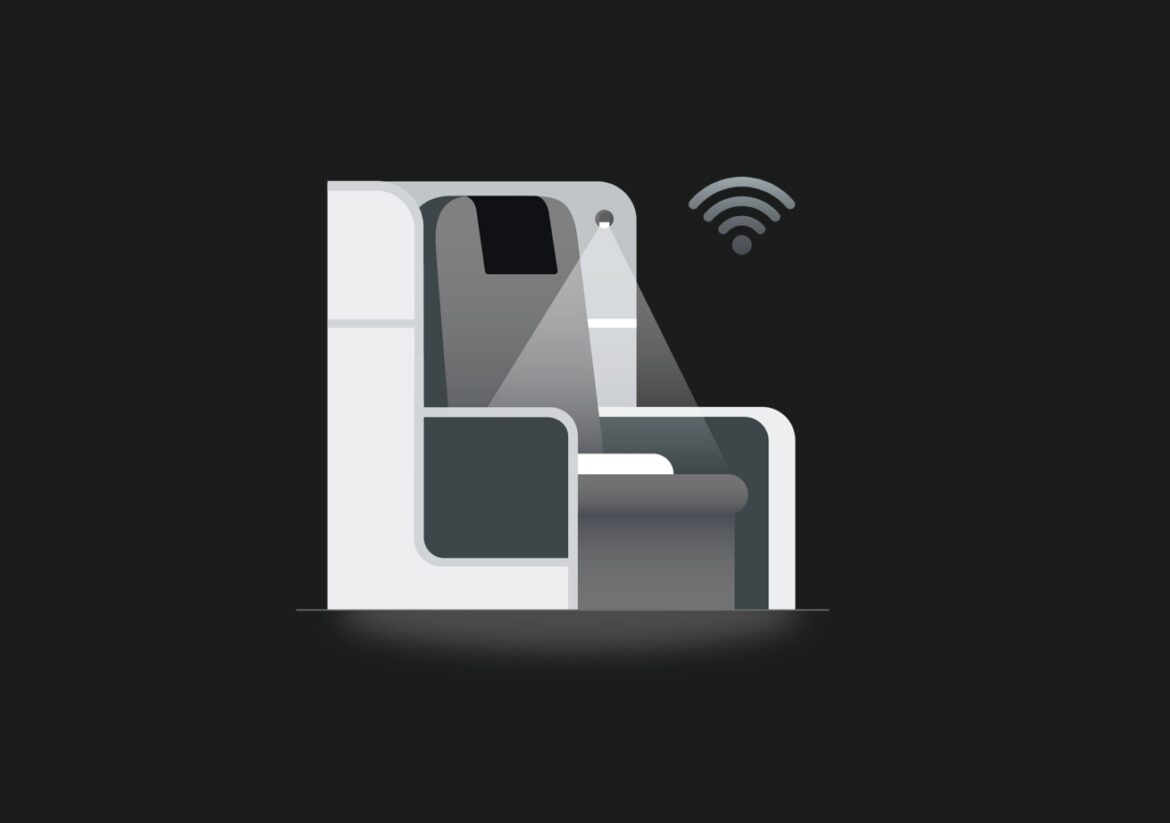 a white and grey chair with a black screen