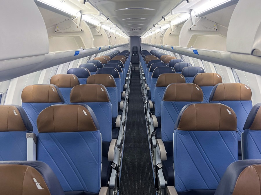 rows of seats in an airplane