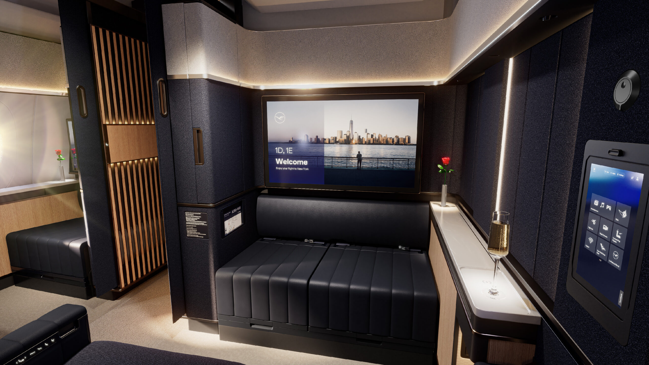 Lufthansa Allegris Routes a tv in a booth