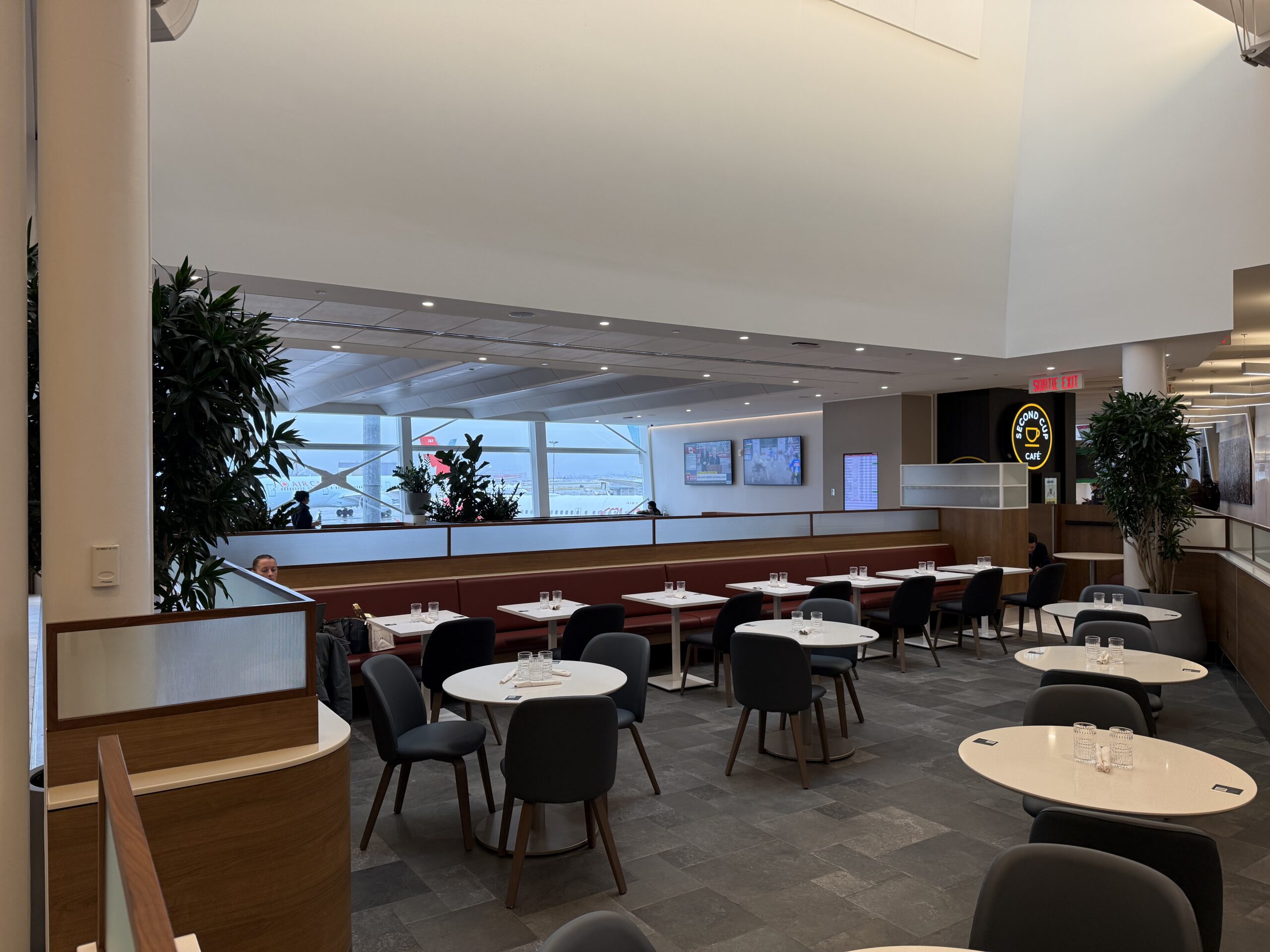 a room with tables and chairs