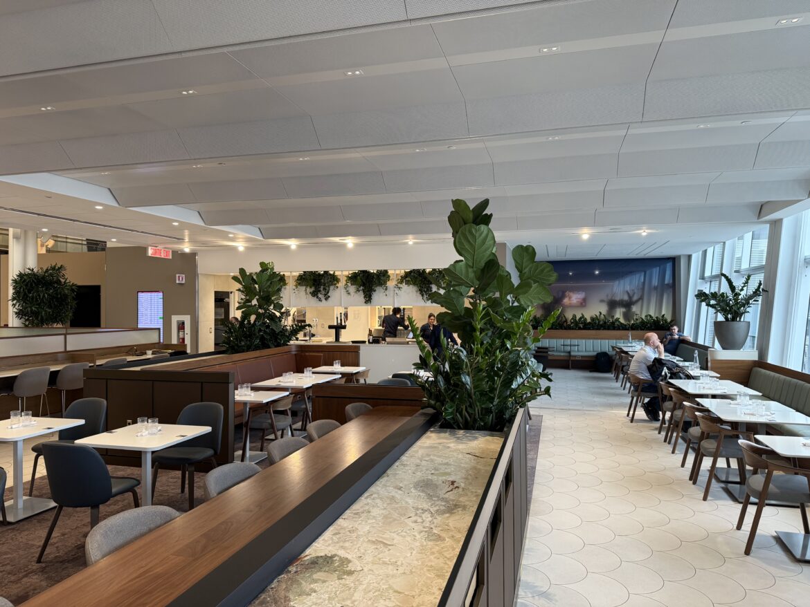 a room with tables and chairs