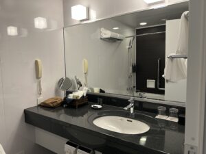 Sheraton Miyako Hotel Tokyo a bathroom with a mirror and sink
