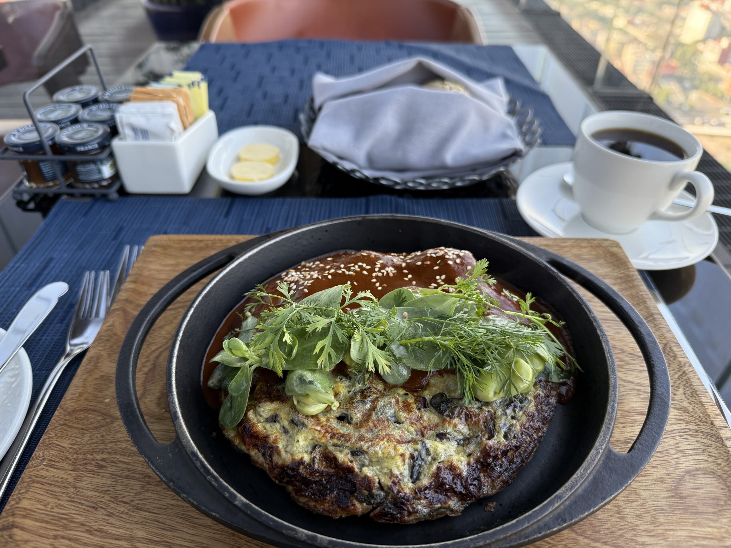 a pan of food on a table