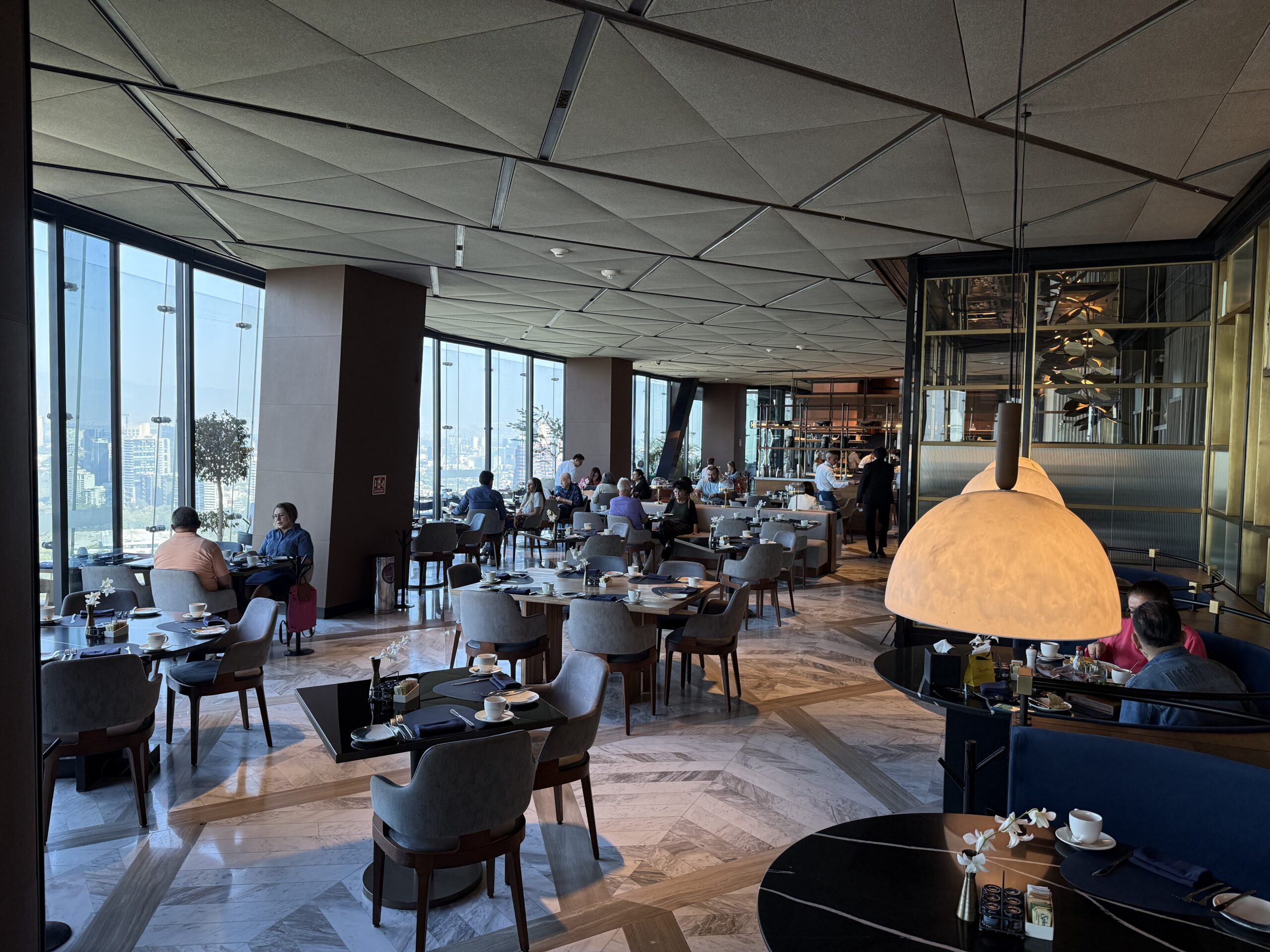 a large room with tables and chairs