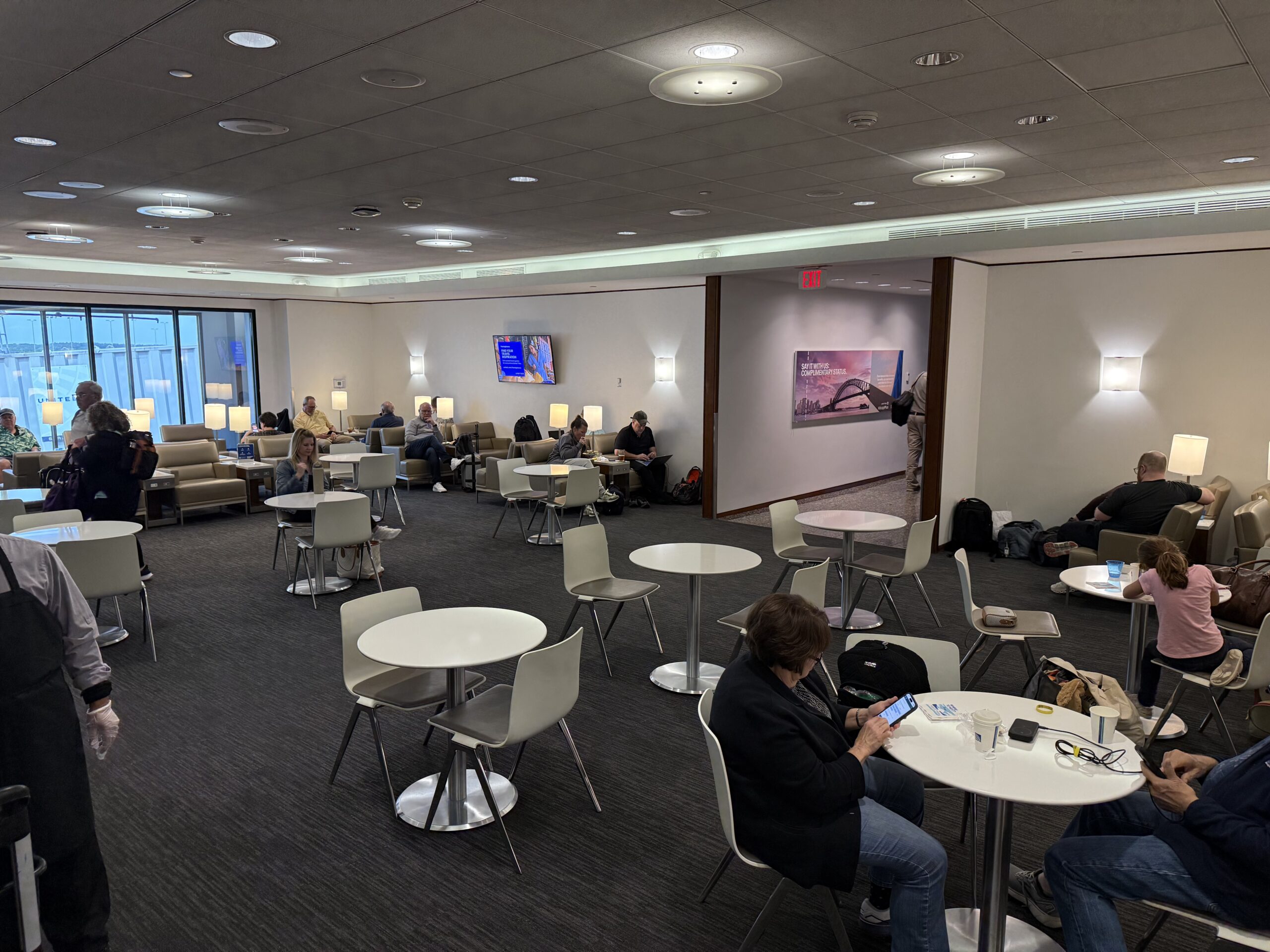 a group of people sitting in a room