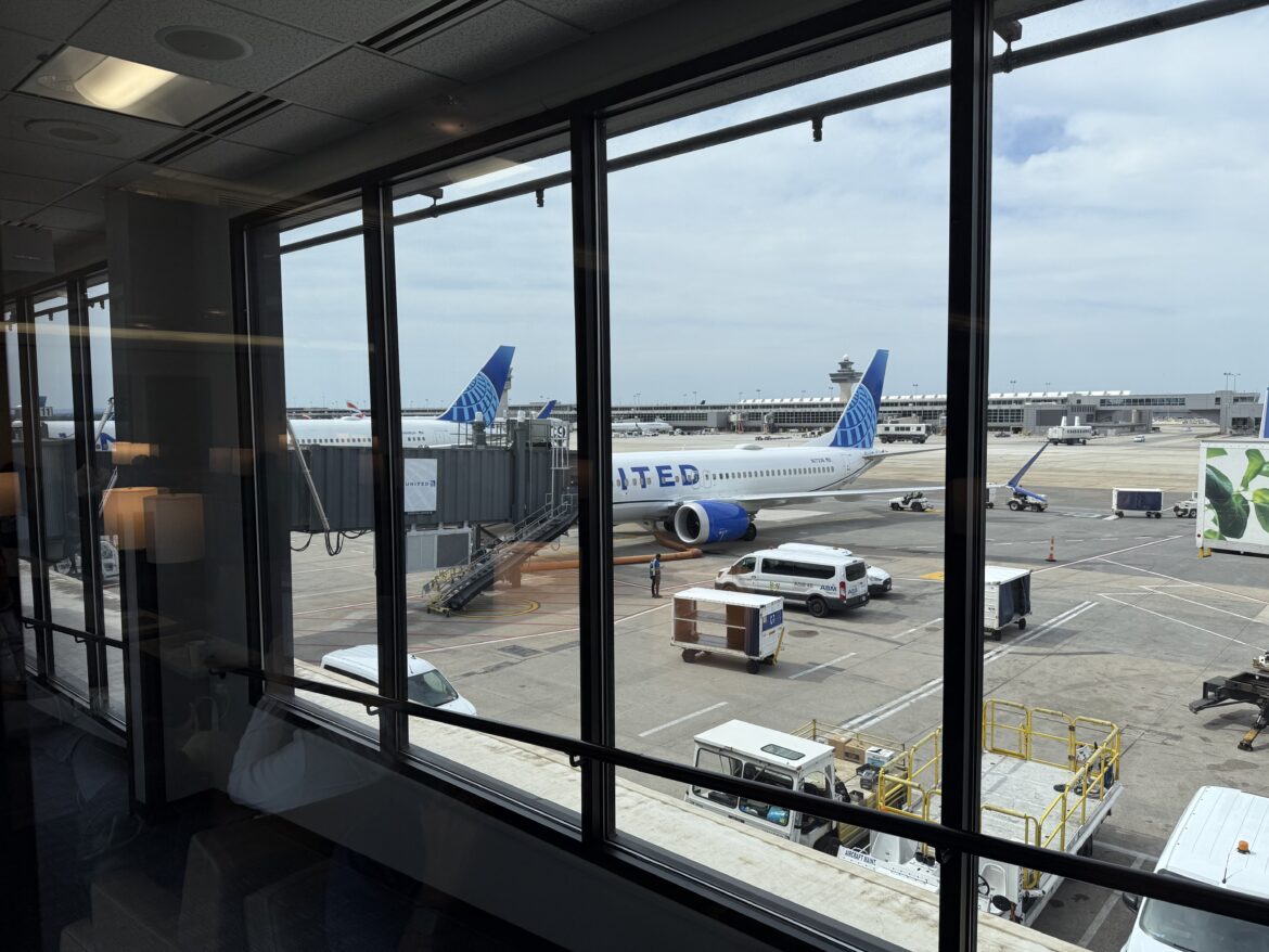 a plane parked at an airport