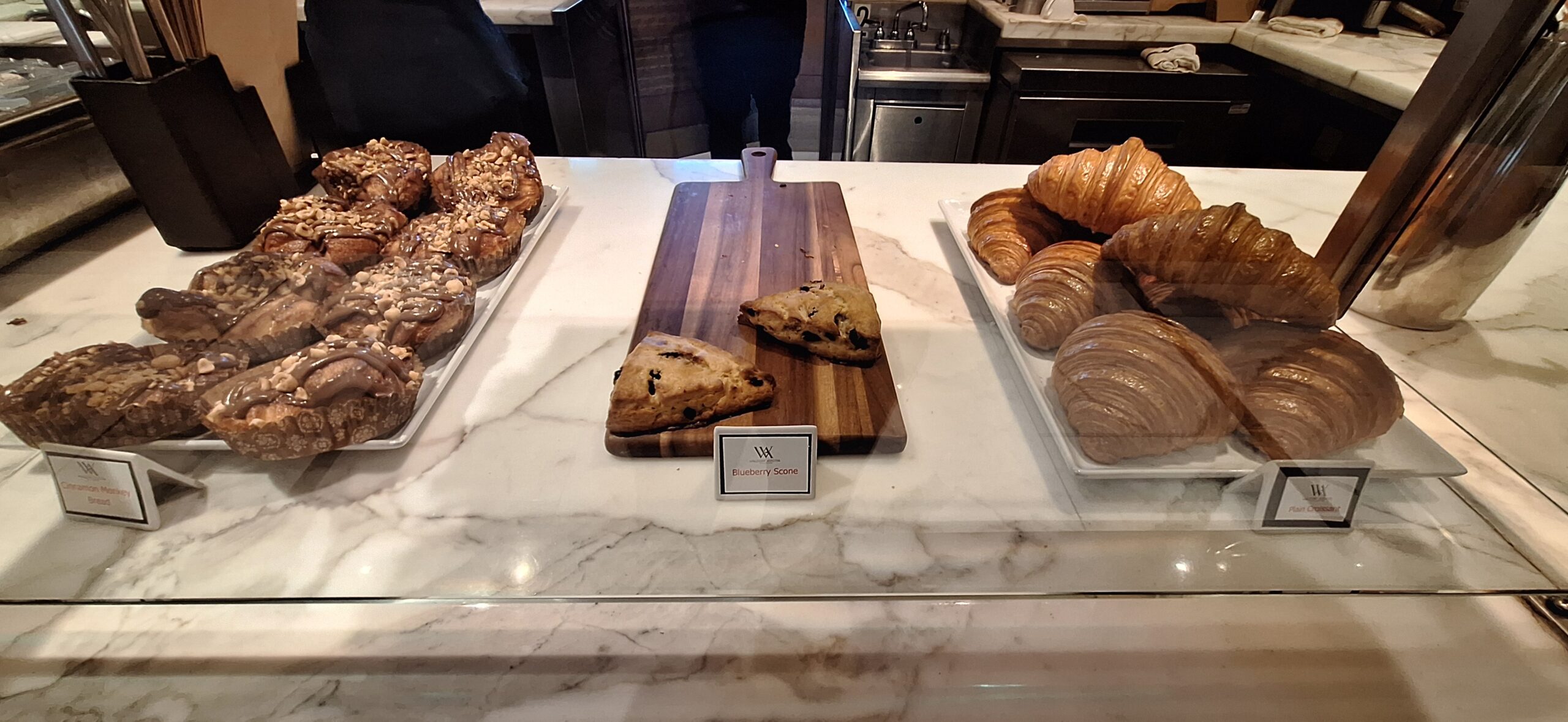 a tray of pastries on a counter