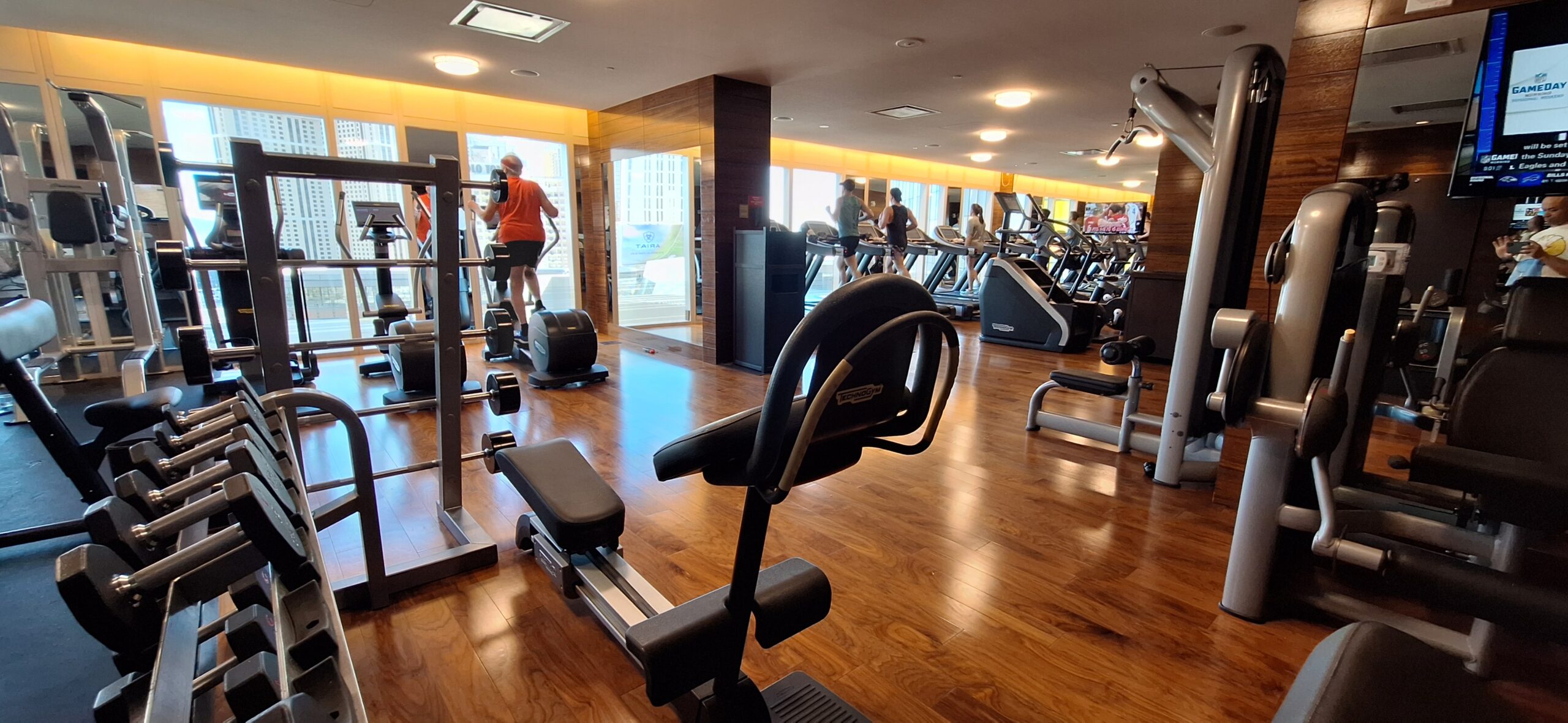 a gym with exercise equipment