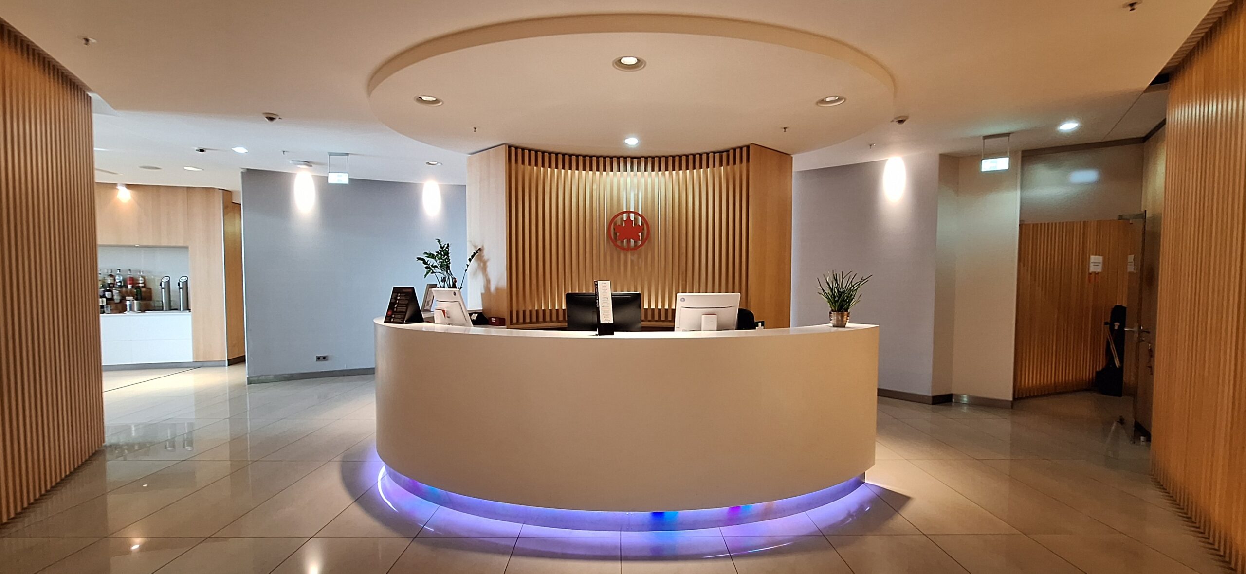 a reception desk in a room