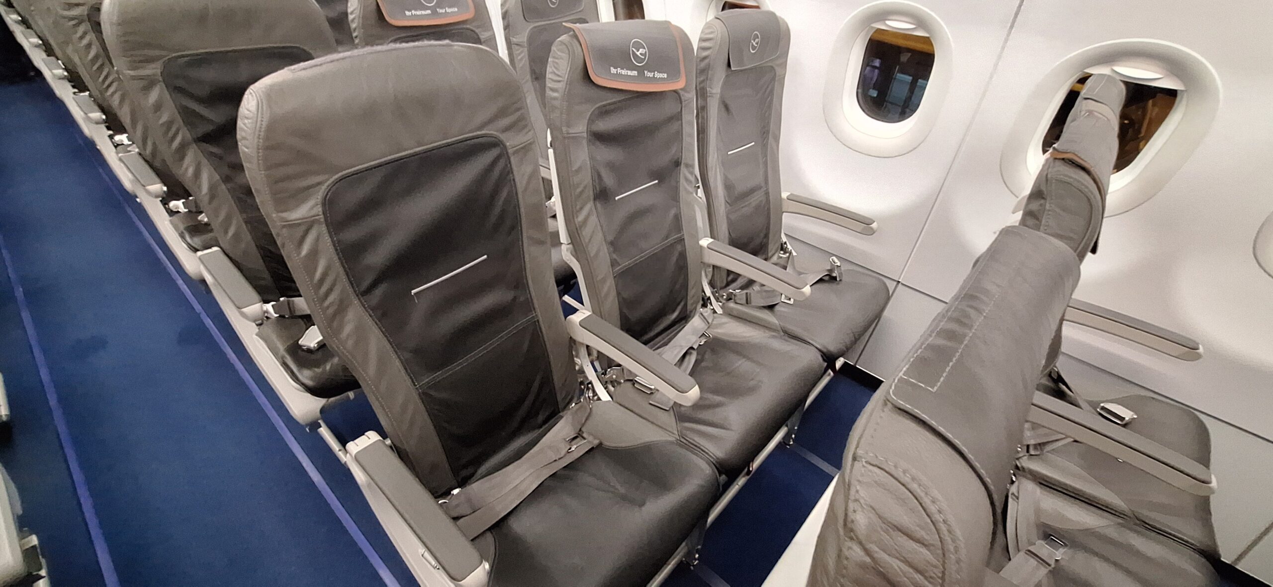 a row of seats in an airplane