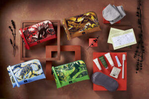 a group of cosmetic bags and eye masks