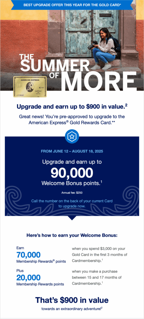 Amex upgrade offer