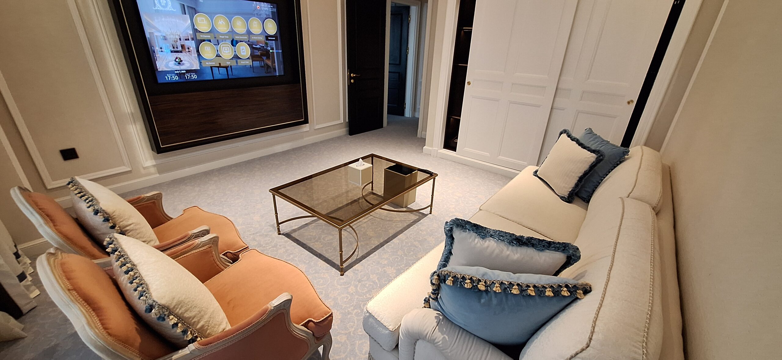 a living room with couches and a coffee table