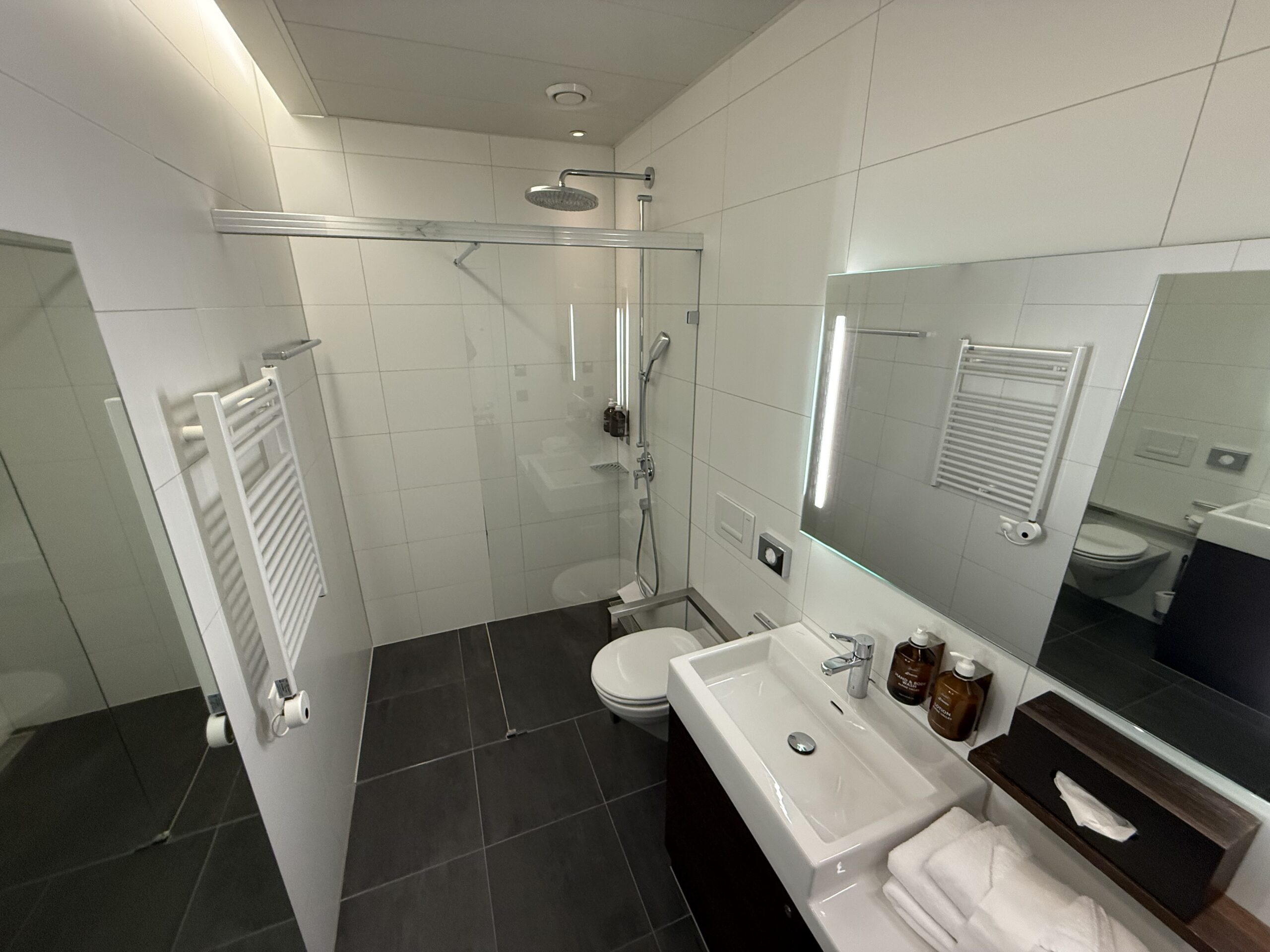 a glass doors in a building