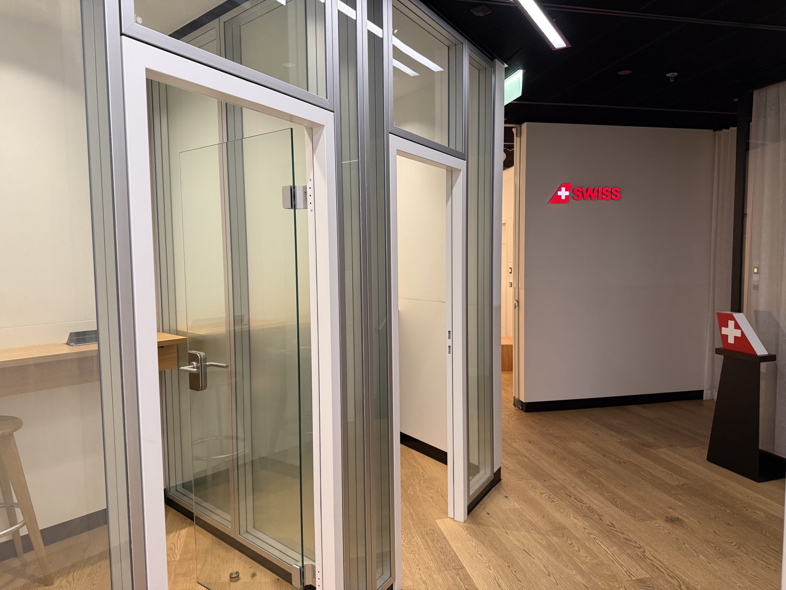 a glass doors in a room