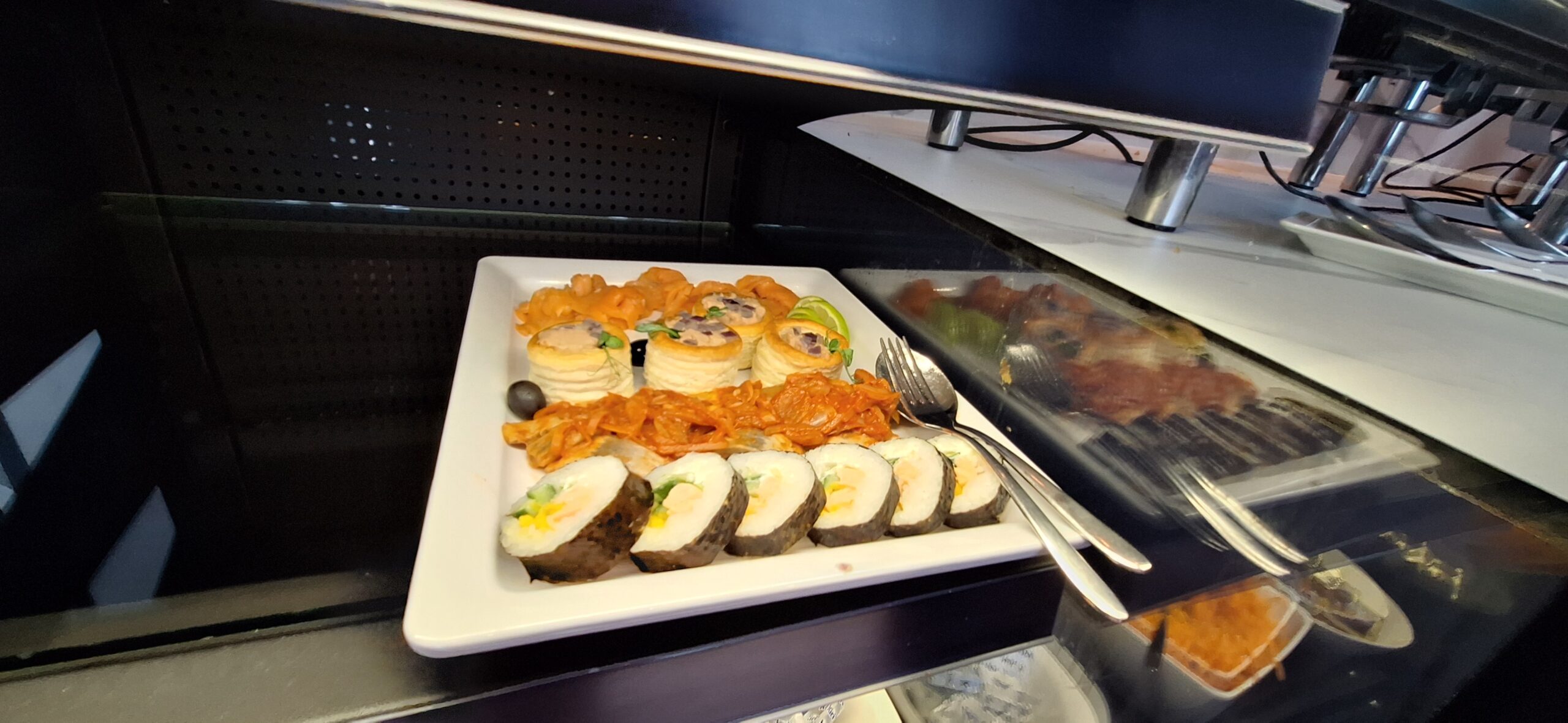 LOT Business Lounge review a plate of food on a counter