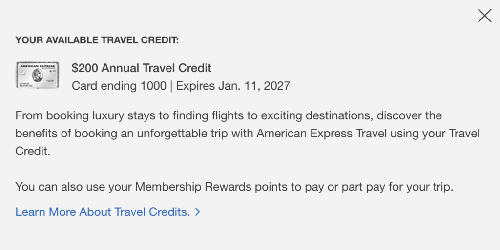 Amez biz plat canada $200 travel credit