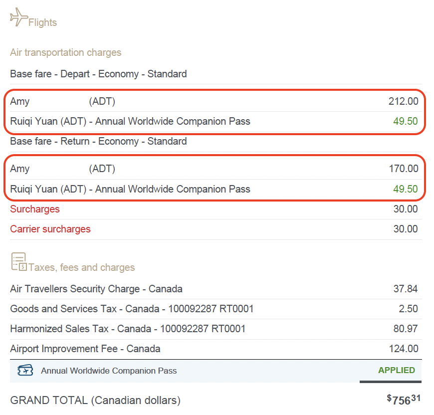 yyz-yvr with companion voucher