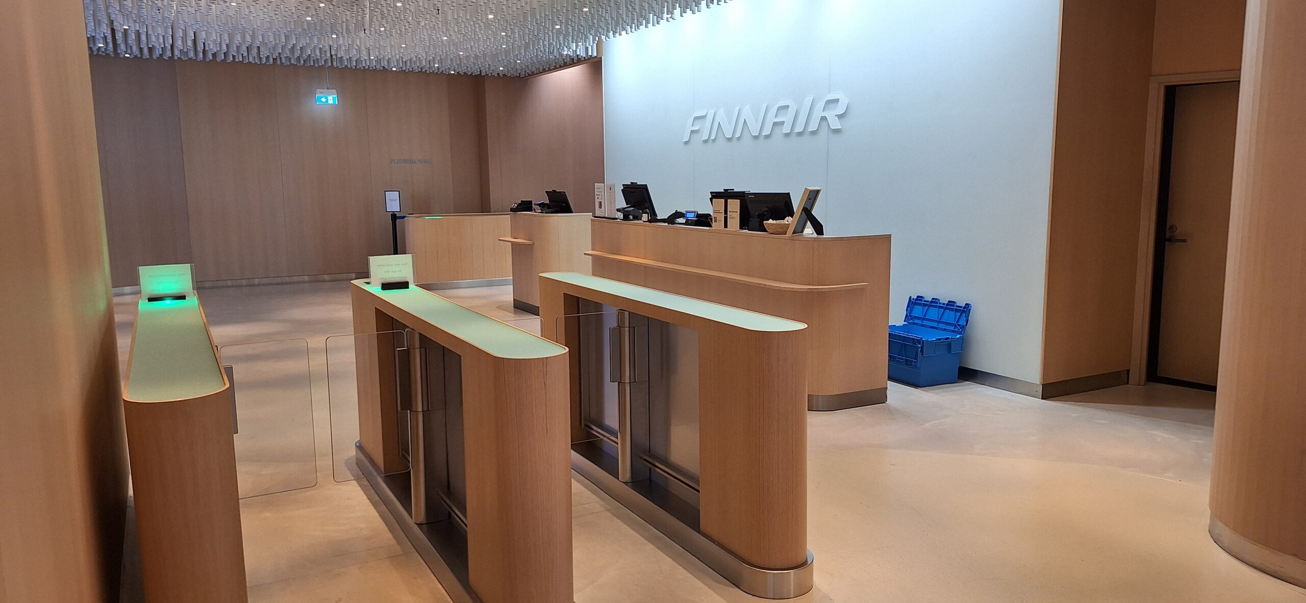 Finnair Business Class Lounge a reception desks in a building