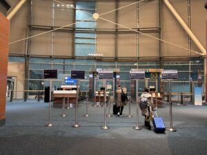 people walking in an airport