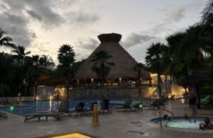 Review Viva Azteca Resort Mexico a pool with a hut and palm trees