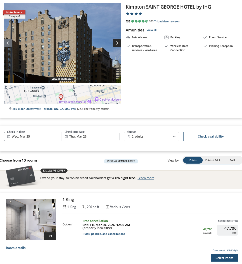 Kimpton St. George on Aeroplan