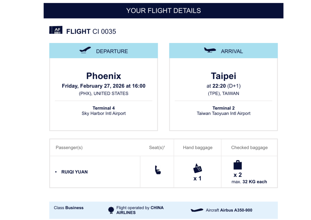 China Airlines booked with Flying Blue