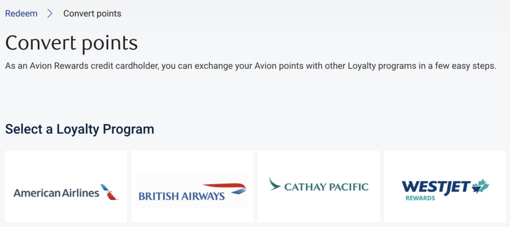 RBC Avion transfer partners