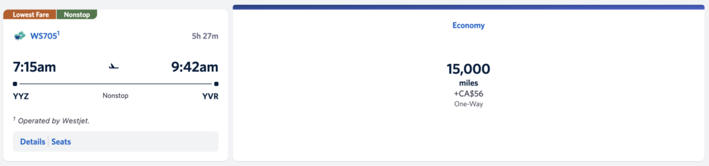 using delta skymiles for westjet yyz-yul