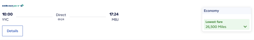 yyc-mbj westjet