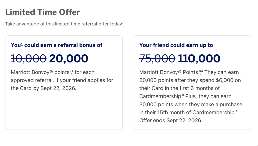 Amex Bonvoy personal elevated referral