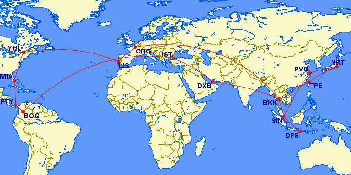 a map of the world with red lines