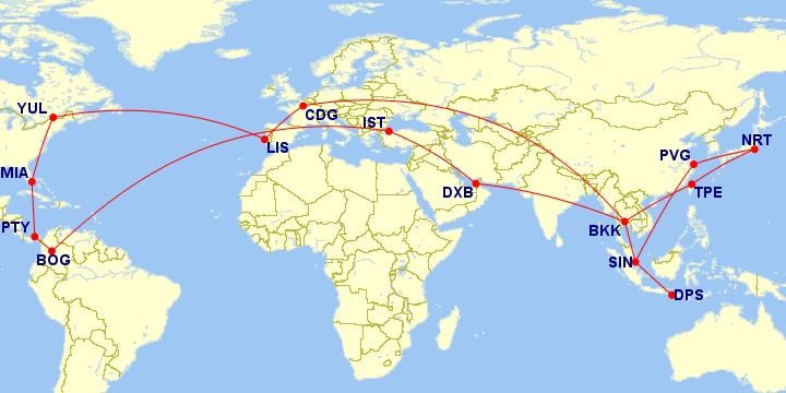 a map of the world with red lines