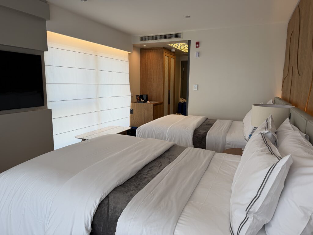 a room with two beds